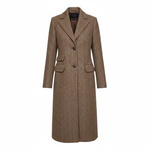 Lauren Ralph Lauren Longline Herringbone Wool Blend Reefer Coat